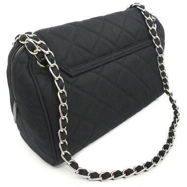 [Preowned] [Goods] Prada Quilted Chain Shoulder Bag Silver Bracket Tesuto BR 4965 [Shoulder Bag]