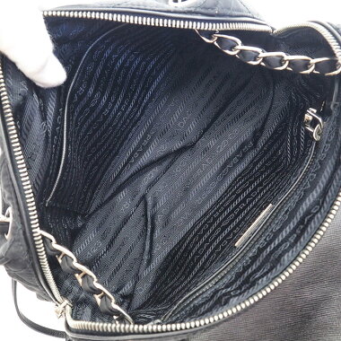 [Preowned] [Goods] Prada Quilted Chain Shoulder Bag Silver Bracket Tesuto BR 4965 [Shoulder Bag]
