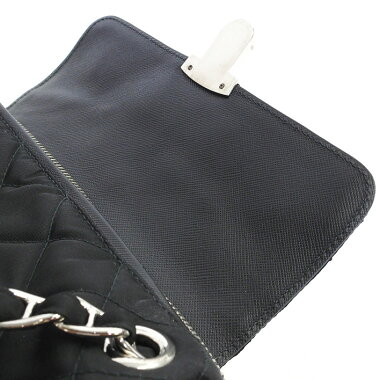 [Preowned] [Goods] Prada Quilted Chain Shoulder Bag Silver Bracket Tesuto BR 4965 [Shoulder Bag]