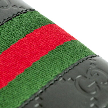 【中古】【ほぼ新品】グッチGG柄折りたたみ財布グッチシマ×ウェブライン408826・534563【二つ折り財布】