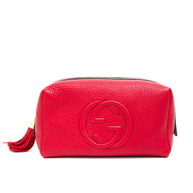 【中古】【ほぼ新品】グッチインターロッキングGタッセル付きゴールド金具コスメポーチソーホー308636・498879【アクセサリーポーチ】