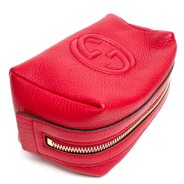 【中古】【ほぼ新品】グッチインターロッキングGタッセル付きゴールド金具コスメポーチソーホー308636・498879【アクセサリーポーチ】