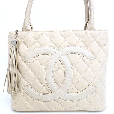 [Used] [Beautiful Items] Chanel Reprint Tote Shoulder Bag Shoulder Fringe Silver Hardware Coco Mark [Tote Bag]