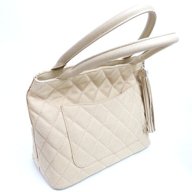 【中古】【美品】シャネル復刻トート肩掛けショルダーフリンジ付きシルバー金具ココマーク【トートバッグ】