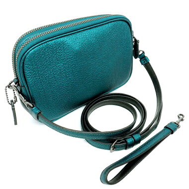 【中古】【ほぼ新品】コーチメタリッククロスボディバッグクラッチポーチダブルジップ59952【ショルダーバッグ】