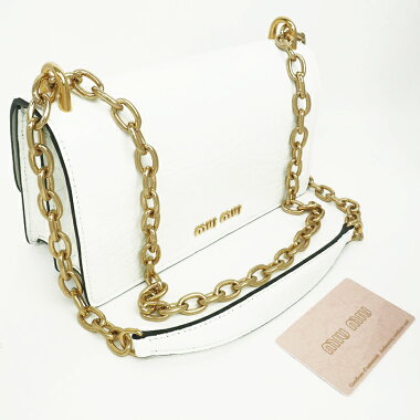 [Used] [Unused / New] Miu Miu Miu Solitaire Metal Chain Crystal Flap Bag Crossbody Croco Gold Fitting Vernice ST.COCCO5BD130 [Shoulder Bag]