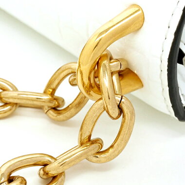 【中古】【未使用品・新古品】ミュウミュウミュウソリテールメタルチェーンクリスタルフラップバッグクロスボディクロコ調ゴールド金具ヴェルニーチェST.COCCO5BD130【ショルダーバッグ】