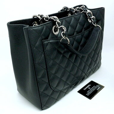 【中古】【ほぼ新品】シャネルデカココチェーントートショルダーバッグCCロゴシルバー金具ココマークA50995【トートバッグ】