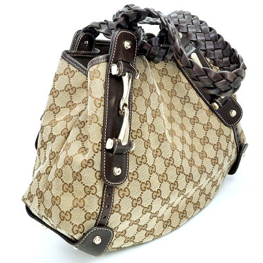 [Used] [Good Condition] Gucci GG Pattern Braided Handle Tote Bag Silver Hardware GG Canvas x Horsebit 162900002122 [Shoulder Bag]