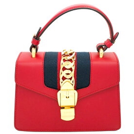 [Pre] Gucci Sylvie Leather Mini Bag Shelly Line Top Handle Gold Chain Metal Buckle 2WAY Shoulder Web 470270 493025 [Handbag] [GOODA] [Same as New]
