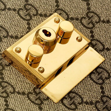 [Used] [Almost new] Gucci GG pattern padlock medium chain tote gold metal fittings GG Supreme 479197204991 [Shoulder bag]