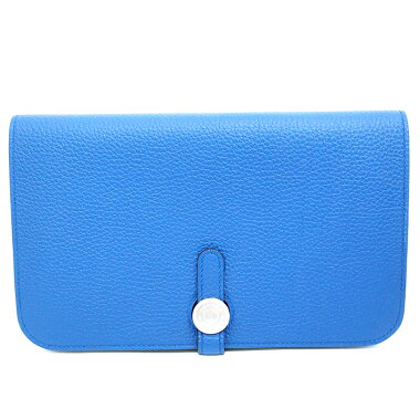 【中古】【未使用品・新古品】エルメスGM二つ折り財布シルバー金具ドゴン【長財布】