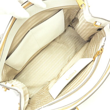 [Used] [Beautiful Items] Prada 2WAY Shoulder Bag Bicolor Triangle Logo Tote Bag Gold Metal Fitting Saffir Norx B2274C [Handbag]