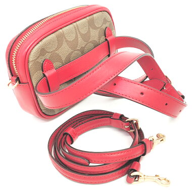 【中古】【ほぼ新品】コーチミニバッグベルトバッグ2WAY斜め掛けショルダーミニポシェットシグネチャーF39657【ボディバッグ・ウエストポーチ】