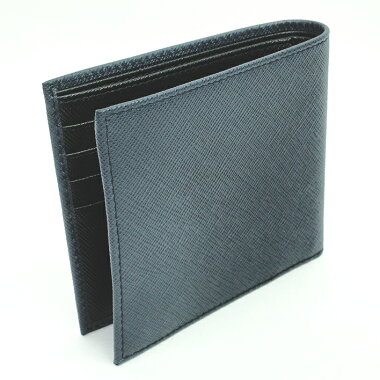 【中古】【未使用品・新古品】プラダ折りたたみ財布ロゴガンメタル金具サフィアーノビコローレ2MO738【二つ折り財布】