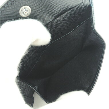 【中古】【未使用品・新古品】プラダ折りたたみ財布ロゴガンメタル金具サフィアーノビコローレ2MO738【二つ折り財布】