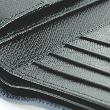 【中古】【未使用品・新古品】プラダ折りたたみ財布ロゴガンメタル金具サフィアーノビコローレ2MO738【二つ折り財布】