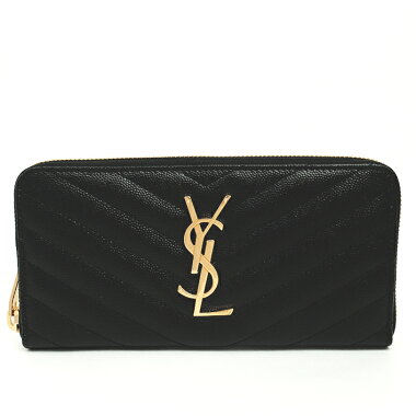 [New Products] [Used] [Unused / New Old Items] Yves Saint Laurent YSL Logo Round Fastener Long Wallet Gold Hardware Classic Monogram 358094BOW011000 [Long Wallet]