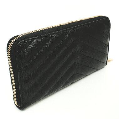 [New Products] [Used] [Unused / New Old Items] Yves Saint Laurent YSL Logo Round Fastener Long Wallet Gold Hardware Classic Monogram 358094BOW011000 [Long Wallet]