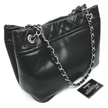 【新入荷商品】【中古】【美品】シャネルチェーンショルダートートCCマトラッセステッチシルバー金具ココマーク【ショルダーバッグ】
