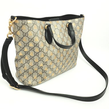【新入荷商品】【中古】【ほぼ新品】GG柄ビーハチ2WAYトートバッグショルダーバッグ斜め掛けソフトGGスプリーム473887204991【ハンドバッグ】