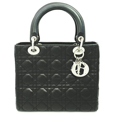 【GOODA掲載】【新入荷商品】【中古】【美品】ミディアムカナージュステッチ2WAYショルダーバッグシルバー金具レディディオールMA-0092【ハンドバッグ】