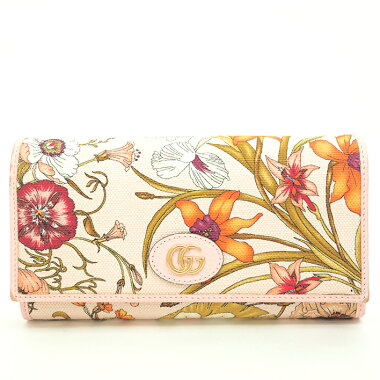 【GOODA掲載】【新入荷商品】【中古】【美品】グッチGGマーモントダブルGフラワープリントチェーンウォレットコンチネンタルウォレットポシェットゴールド金具フローラプリント577343・0416【長財布】