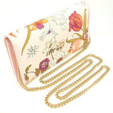 【GOODA掲載】【新入荷商品】【中古】【美品】グッチGGマーモントダブルGフラワープリントチェーンウォレットコンチネンタルウォレットポシェットゴールド金具フローラプリント577343・0416【長財布】