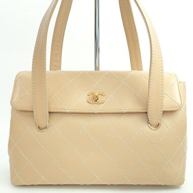 【GOODA掲載】【新入荷商品】【中古】【美品】ココマークターンロックフラップバッグ肩掛けゴールド金具ワイルドステッチ【ショルダーバッグ】