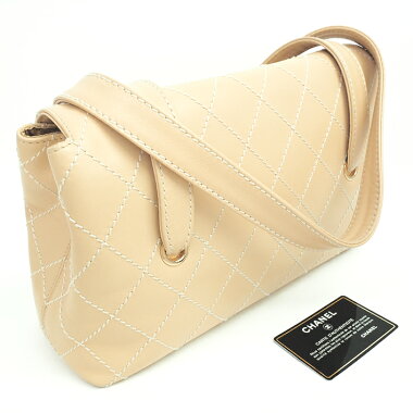 【GOODA掲載】【新入荷商品】【中古】【美品】ココマークターンロックフラップバッグ肩掛けゴールド金具ワイルドステッチ【ショルダーバッグ】