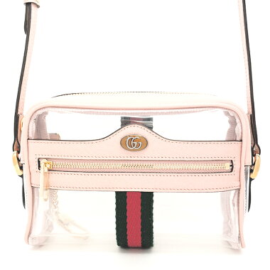 【GOODA掲載】【新入荷商品】【中古】19クルーズオフィディアミニビニールバッグクリアバッグポシェット斜め掛けGGマーモント×ウェブ517350・493075【ショルダーバッグ】