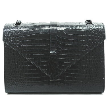 【GOODA掲載】【新入荷商品】【中古】ミディアムチェーンショルダーYSLロゴ斜め掛けクロスボディブラック金具モノグラム443182【ショルダーバッグ】