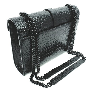 【GOODA掲載】【新入荷商品】【中古】ミディアムチェーンショルダーYSLロゴ斜め掛けクロスボディブラック金具モノグラム443182【ショルダーバッグ】