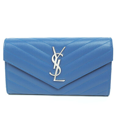 [GOODA] [new stock] [pre-owned] Yves Saint Laurent YSL logo quilting stitch bi-fold flap wallet silver hardware monogram matrasse 372264BOW024331 [long wallet]
