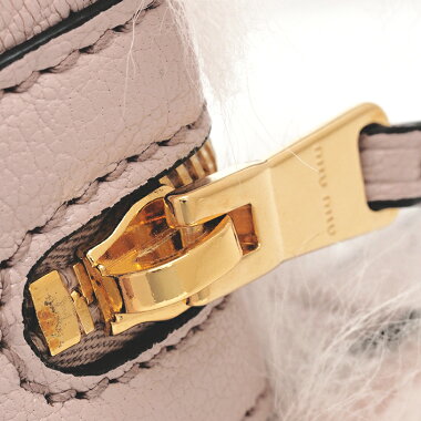 【GOODA掲載】【新入荷商品】【中古】ミュウミュウマドラスファーリボン2WAYショルダーバッグゴールド金具ムートンフィオッコ5BA059【ハンドバッグ】