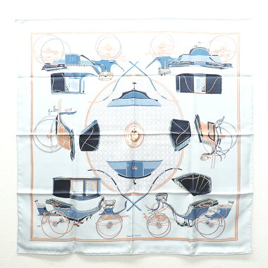 【GOODA掲載】【新入荷商品】【中古】エルメス「LESVOITURESATRANSFORMATION」折り畳み式幌の馬車カレ90レディーススカーフ【小物・雑貨】