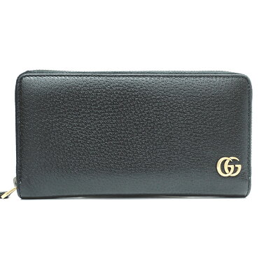 【中古】グッチDOLLARダラーカーフダブルGラウンドファスナーアンティークゴールド金具GGマーモント428736・534563【長財布】【GOODA掲載】【美品】
