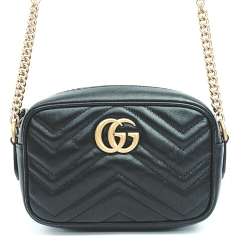 【中古】グッチ ダブルG キルティング スモール チェーン クロスボディバッグ ポシェット アンティーク風ゴールド金具 GGマーモント 448065 204991 【ショルダーバッグ】【GOODA掲載】【新品同様】