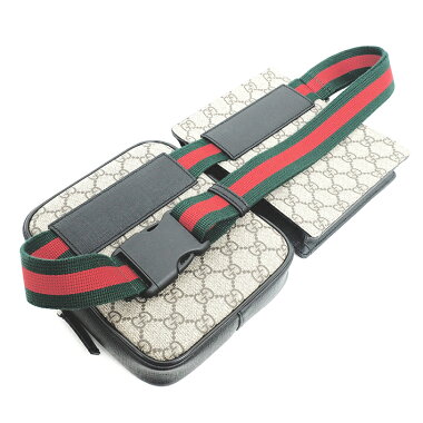 [Used] Gucci GG pattern sherry line belt bag waist bag hip bag GG Supreme x web 450956493075 [body bag / waist pouch] [GOODA listing] [as good as new]