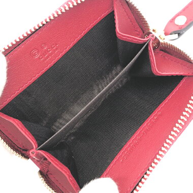 【中古】グッチGG柄ラウンドファスナー小銭入れコインパースゴールド金具マイクログッチシマ449896・496085【コインケース】【GOODA掲載】【新品同様】