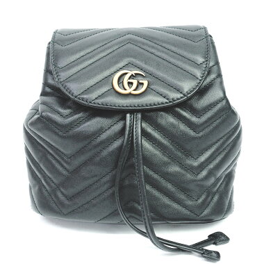 [Used] Gucci GG quilted leather antique gold metal fittings GG Marmont 528129213317 [Backpack/backpack] [GOODA] [Good Condition]