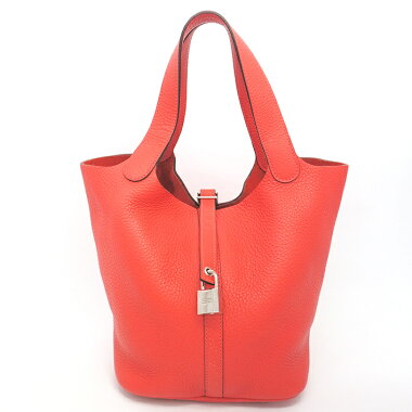 [Used] Hermes MM silver metal fittings Pico Tan Lock [Handbag] [GOODA] [Beauty]