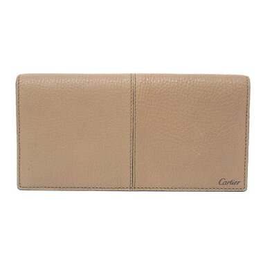 【中古】カルティエサドルステッチ二つ折り長財布ゴールド金具L3001163【長財布】【GOODA掲載】【新品同様】