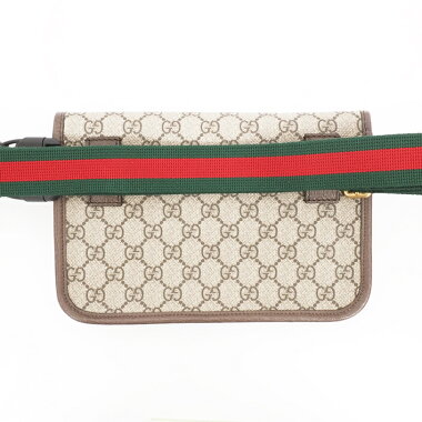 【新品同様】グッチネオヴィンテージGG柄キャットヘッド付きGGスプリーム×ウェブ493930・498075【ボディバッグ・ウエストポーチ】