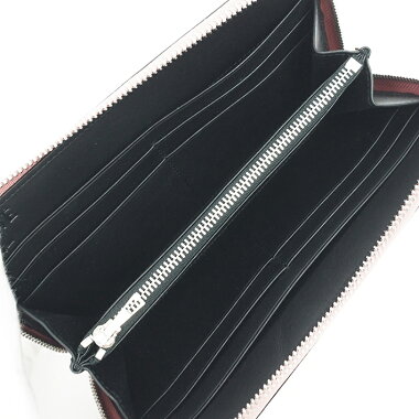 【美品】ロエベエンボスジップアラウンドウォレットシルバー金具アナグラム107N55GF13【長財布】