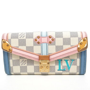 【美品】ルイヴィトンポルトフォイユ・サラサマートランクコレクションダミエアズールトランクN60119【長財布】