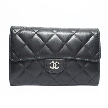Chanel Coco Mark Bi-Fold Medium Wallet Silver Hardware Matrasse [Bi-Fold Wallet]