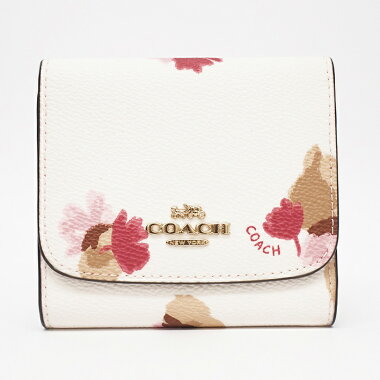 【新品同様】コーチフローラルプリント三つ折り財布花柄ゴールド金具F53758【財布その他】