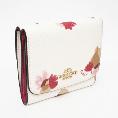 【新品同様】コーチフローラルプリント三つ折り財布花柄ゴールド金具F53758【財布その他】