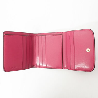 【新品同様】コーチフローラルプリント三つ折り財布花柄ゴールド金具F53758【財布その他】